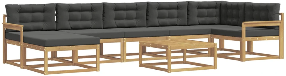 Lauko sofos komplektas 8 vnt. 7 vietos Balta ir antracito