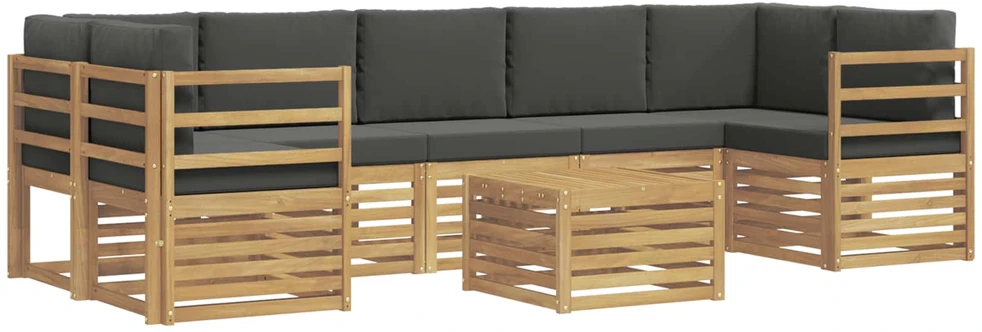 Lauko sofos komplektas 8 vnt. 7 vietos Balta ir antracito