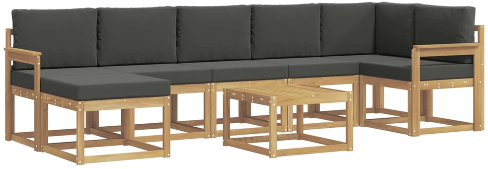 Lauko sofos komplektas 8 vnt. 7 vietos Balta ir antracito