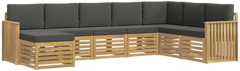 Lauko sofos komplektas 8 vnt. 8 vietos Balta ir antracito