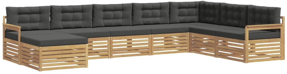 Lauko sofos komplektas 8 vnt. 7 vietos Balta ir antracito