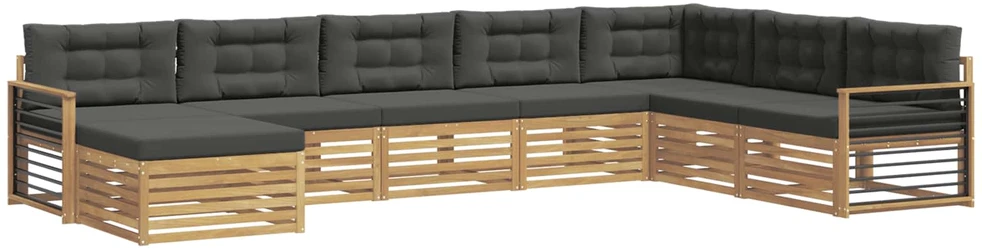 Lauko sofos komplektas 8 vnt. 7 vietos Balta ir antracito