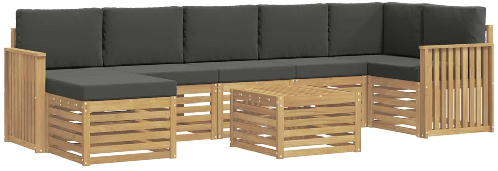 Lauko sofos komplektas 8 vnt. 8 vietos Balta ir antracito