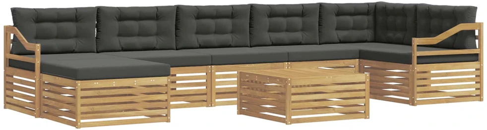 Lauko sofos komplektas 8 vnt. 7 vietos Balta ir antracito