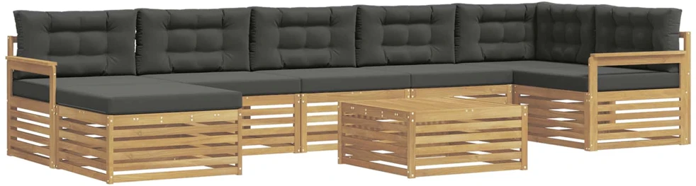 Lauko sofos komplektas 8 vnt. 7 vietos Balta ir antracito