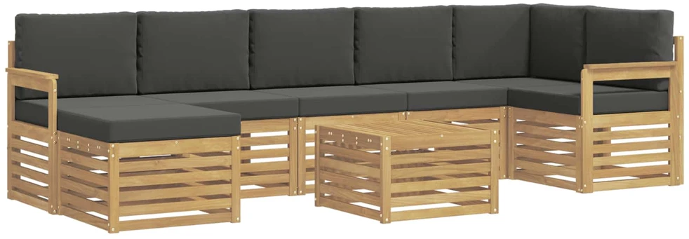 Lauko sofos komplektas 8 vnt. 8 vietos Balta ir antracito