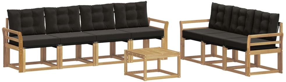 Lauko sofos komplektas 8 vnt. Balta ir juoda