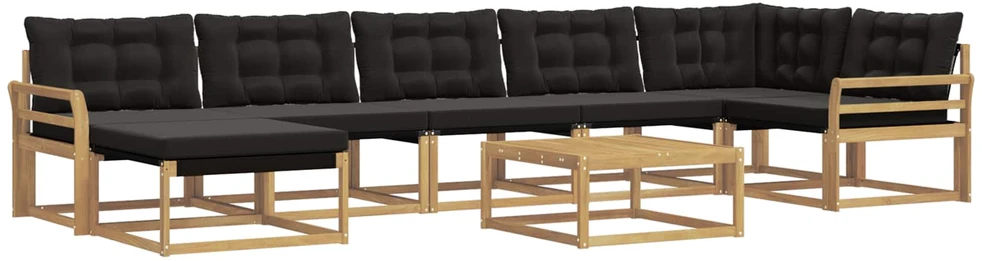 Lauko sofos komplektas 8 vnt. 7 vietos Balta ir juoda