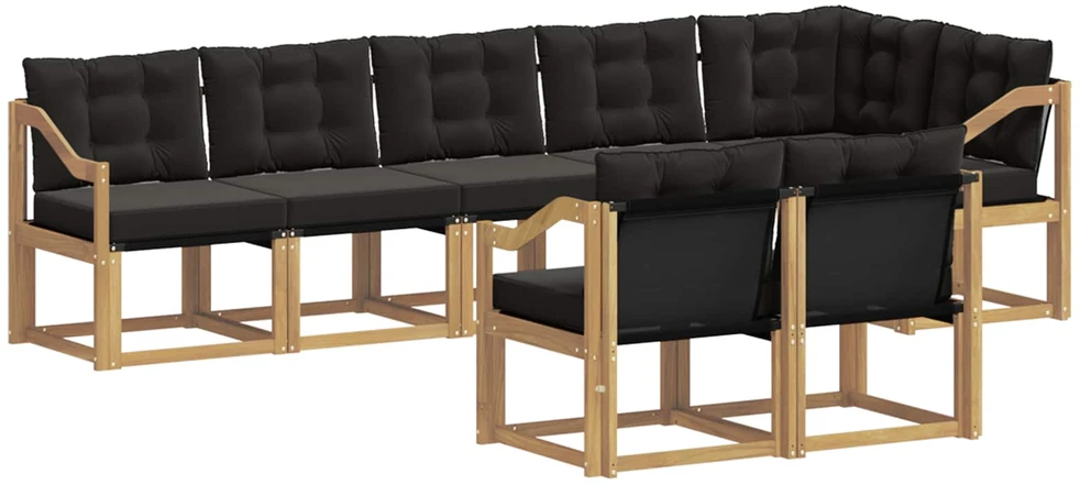 Lauko sofos komplektas 8 vnt. Balta ir juoda