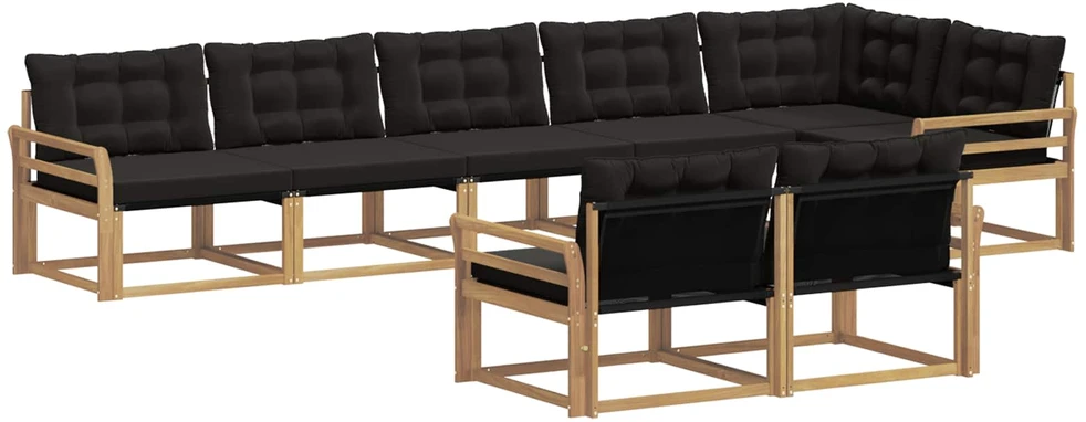 Lauko sofos komplektas 8 vnt. Balta ir juoda