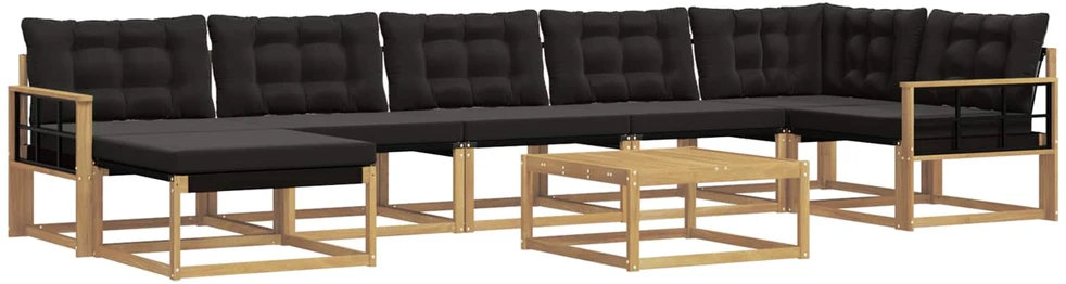 Lauko sofos komplektas 8 vnt. Balta ir juoda