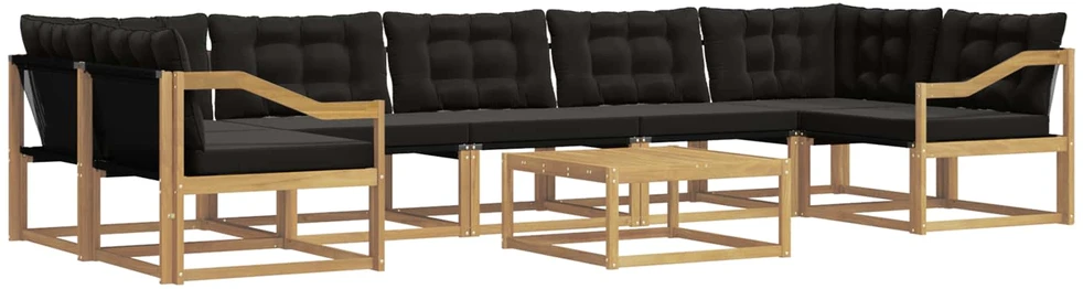 Lauko sofos komplektas 8 vnt. 7 vietos Balta ir juoda