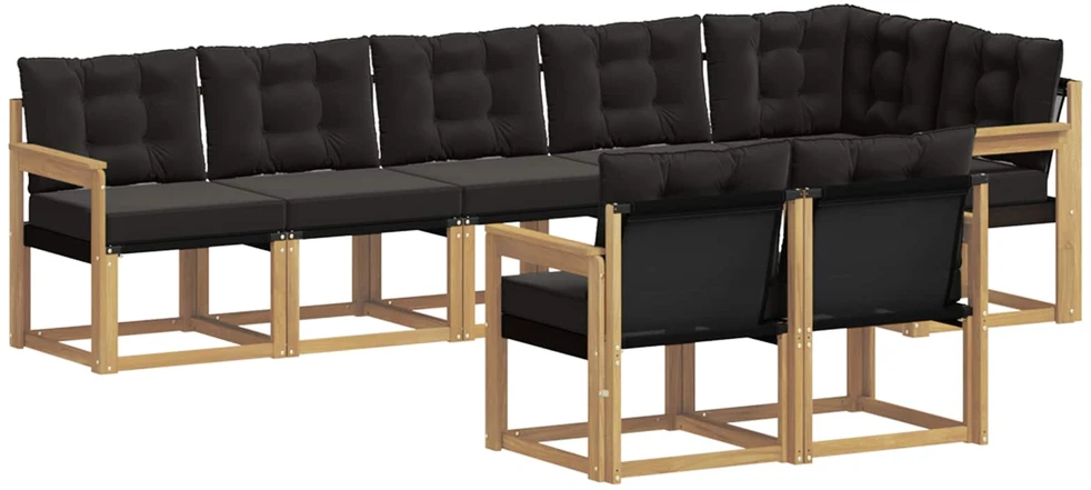 Lauko sofos komplektas 8 vnt. 7 vietos Balta ir juoda