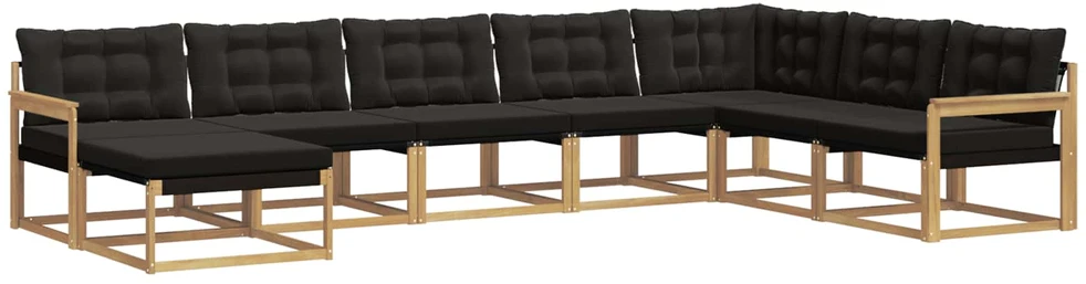 Lauko sofos komplektas 8 vnt. Balta ir juoda