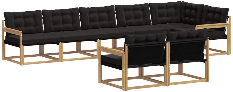 Lauko sofos komplektas 8 vnt. 8 vietos Balta ir juoda