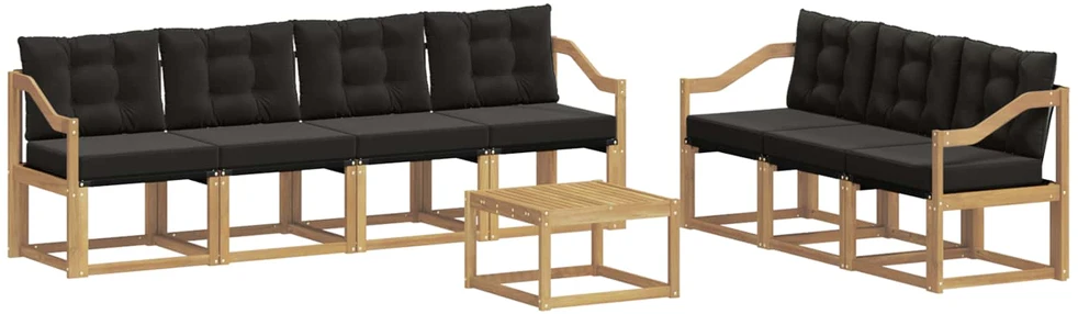 Lauko sofos komplektas 8 vnt. Balta ir juoda