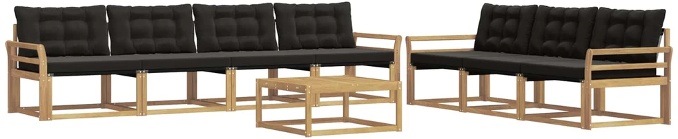 Lauko sofos komplektas 8 vnt. 7 vietos Balta ir juoda