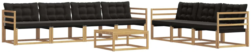 Lauko sofos komplektas 8 vnt. Balta ir juoda
