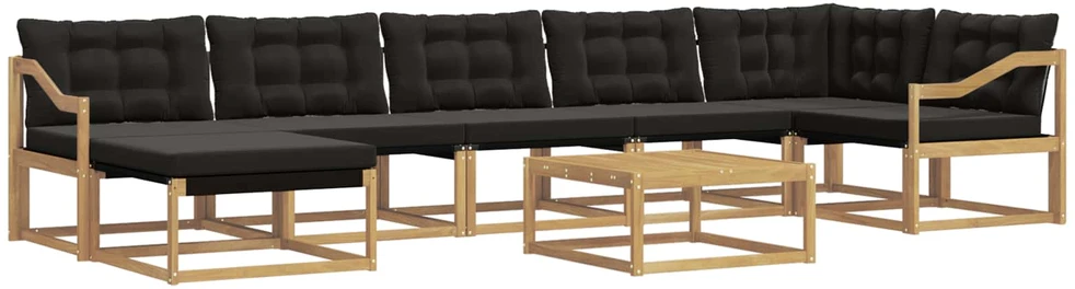 Lauko sofos komplektas 8 vnt. 7 vietos Balta ir juoda