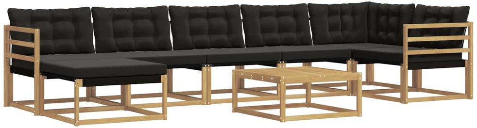 Lauko sofos komplektas 8 vnt. Balta ir juoda