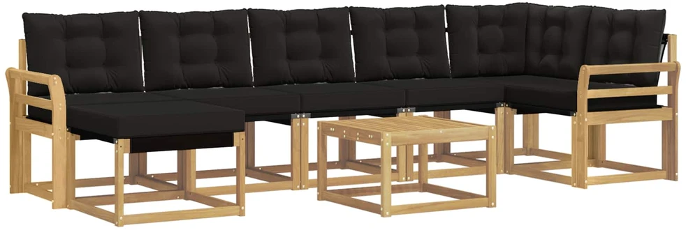 Lauko sofos komplektas 8 vnt. 7 vietos Balta ir juoda