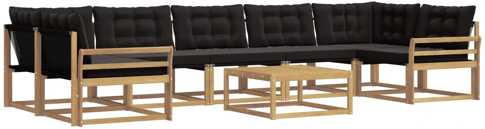 Lauko sofos komplektas 8 vnt. 7 vietos Balta ir juoda
