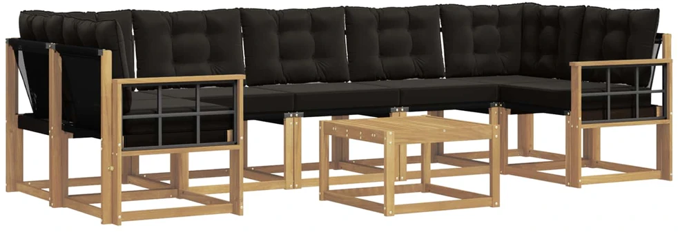 Lauko sofos komplektas 8 vnt. Balta ir juoda