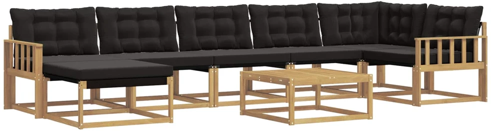 Lauko sofos komplektas 8 vnt. 7 vietos Balta ir juoda