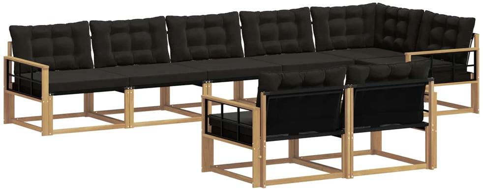 Lauko sofos komplektas 8 vnt. Balta ir juoda