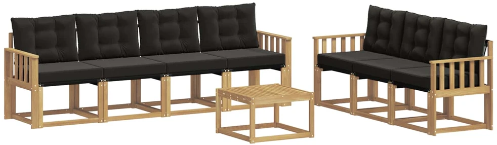 Lauko sofos komplektas 8 vnt. 7 vietos Balta ir juoda