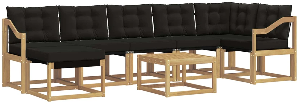 Lauko sofos komplektas 8 vnt. Balta ir juoda