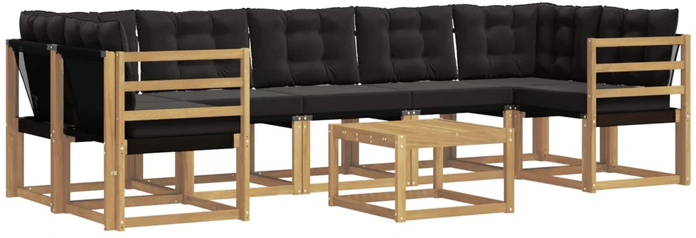 Lauko sofos komplektas 8 vnt. Balta ir juoda