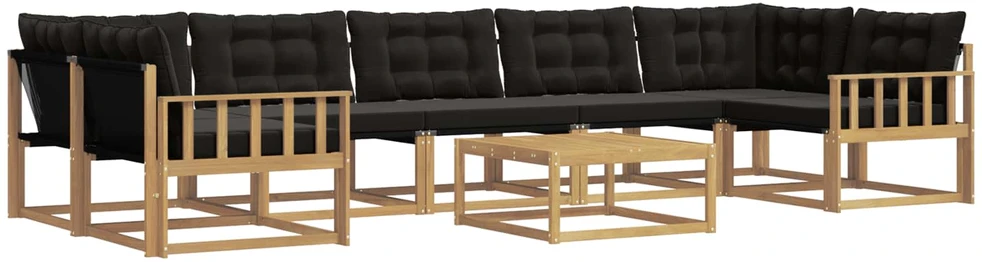 Lauko sofos komplektas 8 vnt. Balta ir juoda