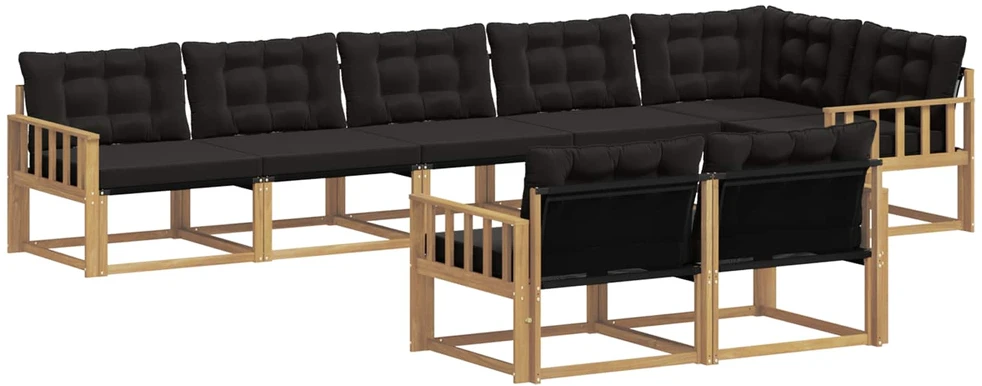 Lauko sofos komplektas 8 vnt. Balta ir juoda