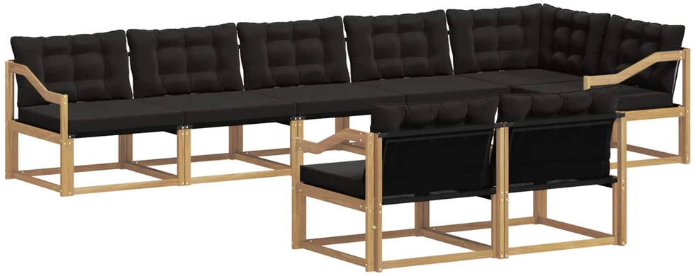 Lauko sofos komplektas 8 vnt. Balta ir juoda
