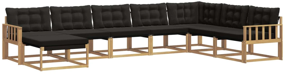 Lauko sofos komplektas 8 vnt. Balta ir juoda