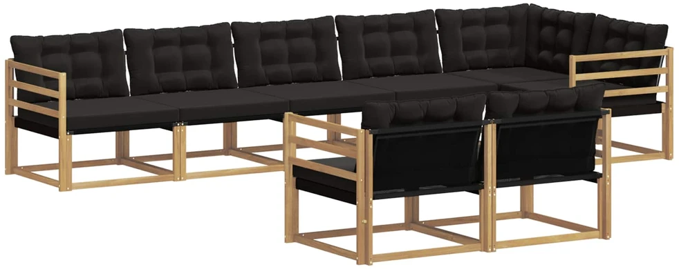 Lauko sofos komplektas 8 vnt. 8 vietos Balta ir juoda