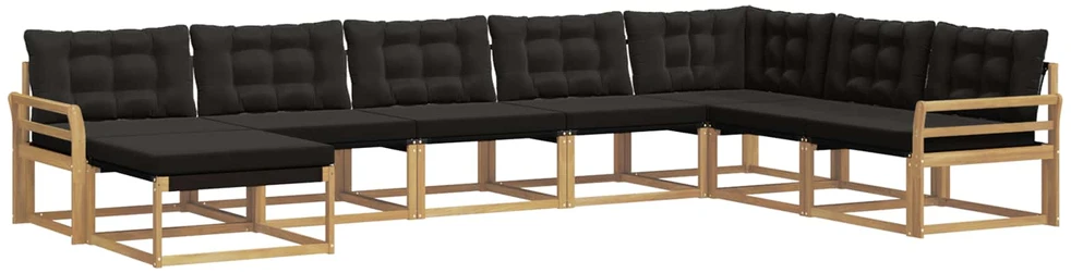 Lauko sofos komplektas 8 vnt. Balta ir juoda