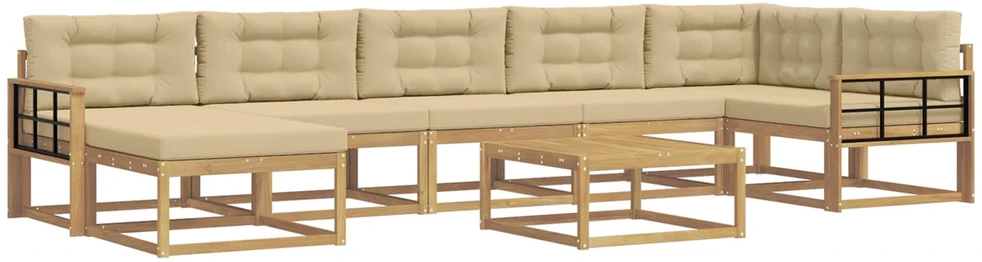 Lauko sofos komplektas 8 vnt. Balta ir kreminė