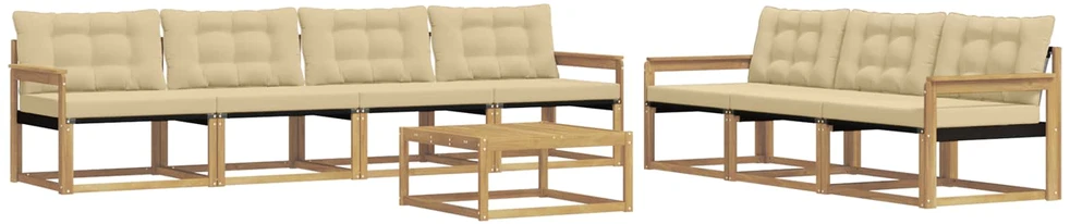 Lauko sofos komplektas 8 vnt. 7 vietos Balta ir kreminė