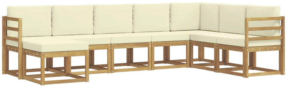 Lauko sofos komplektas 8 vnt. 8 vietos Balta ir kreminė