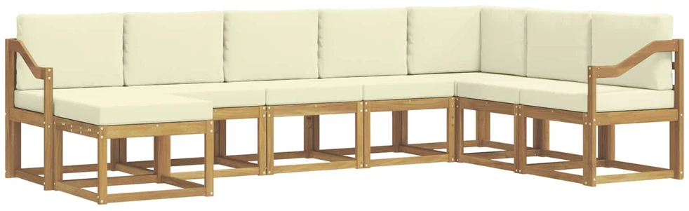 Lauko sofos komplektas 8 vnt. 8 vietos Balta ir kreminė