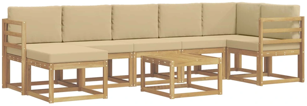Lauko sofos komplektas 8 vnt. Balta ir kreminė Poliesteris