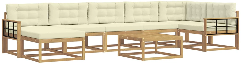 Lauko sofos komplektas 8 vnt. 7 vietos Balta ir kreminė