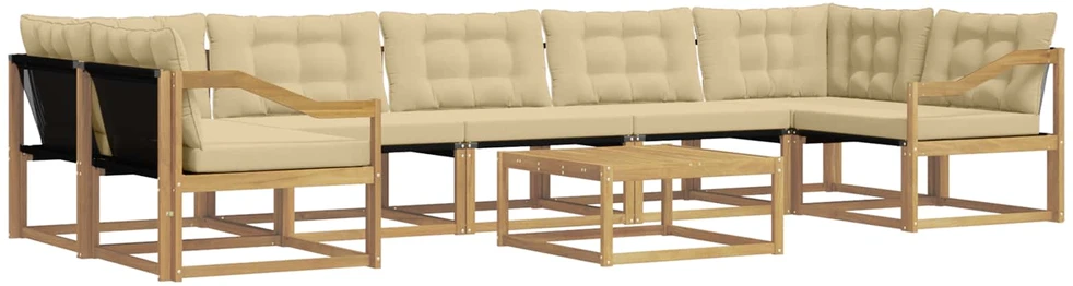 Lauko sofos komplektas 8 vnt. Balta ir kreminė