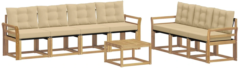 Lauko sofos komplektas 8 vnt. Balta ir kreminė
