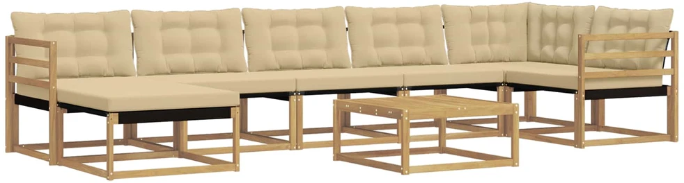 Lauko sofos komplektas 8 vnt. Balta ir kreminė