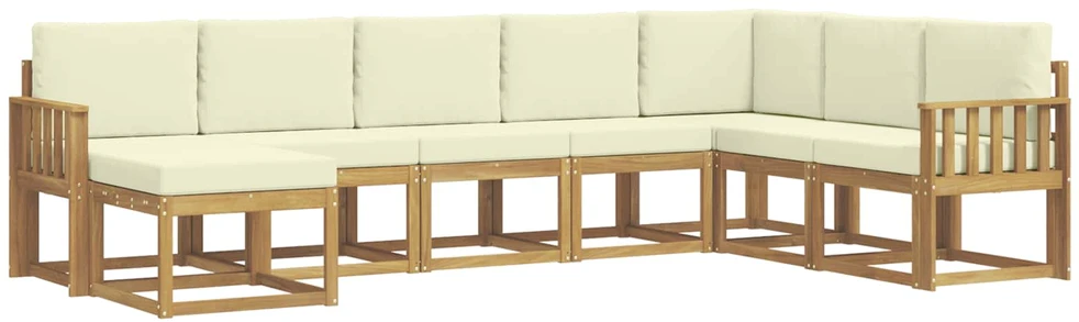 Lauko sofos komplektas 8 vnt. Balta ir kreminė
