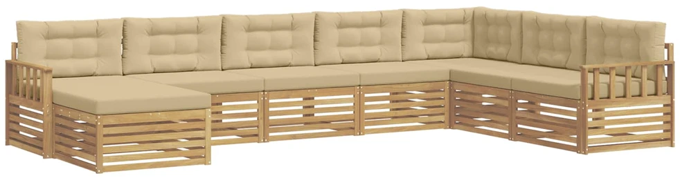 Lauko sofos komplektas 8 vnt. 7 vietos Balta ir kreminė