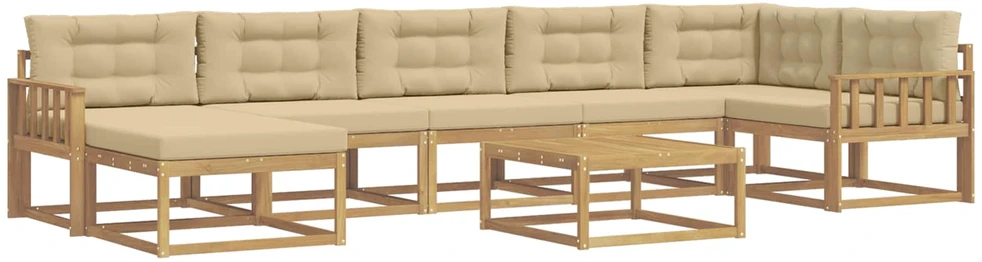 Lauko sofos komplektas 8 vnt. 7 vietos Balta ir kreminė